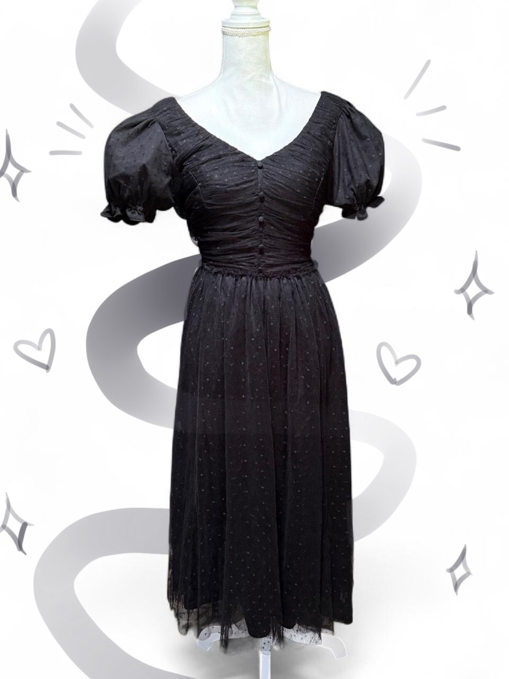 Ivy City Co Celestial Whimsigoth Black Tulle Dress Size L